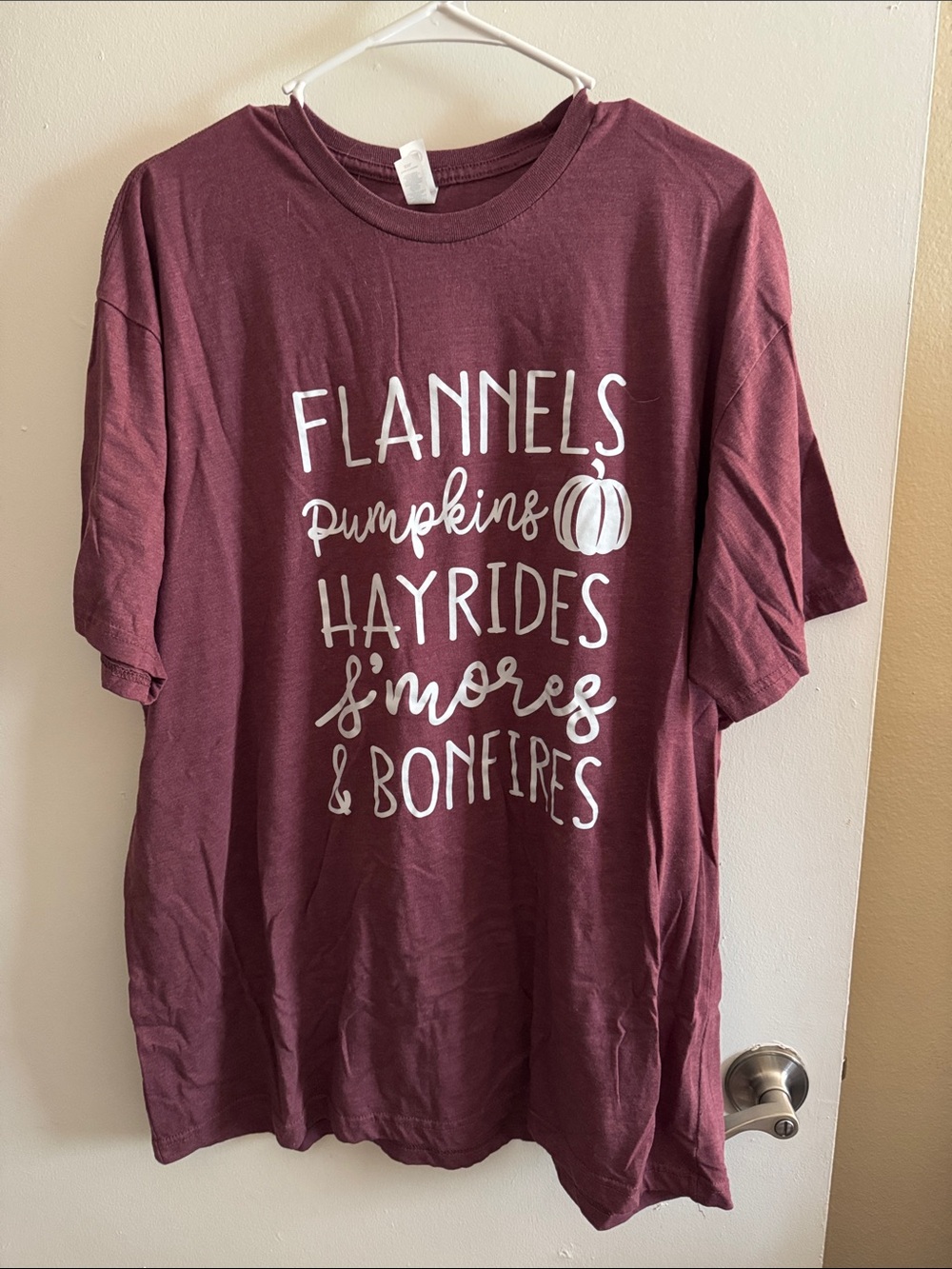Maroon Graphic Tee - Flannels Pumpkins Hayrides S'mores & Bonfires